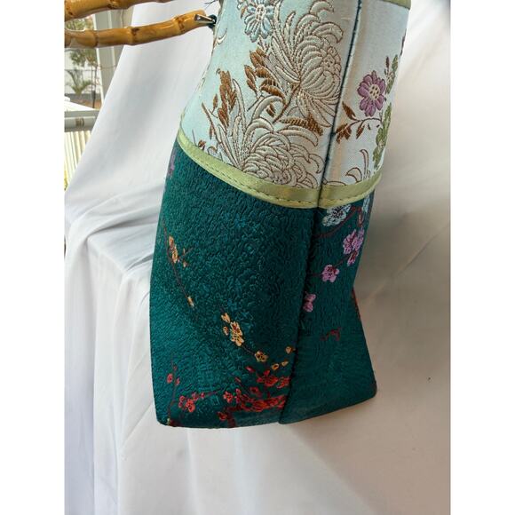 Yans NY Silk Brocade Bamboo Handle Handbag NWT Asian Inspo Vintage Style - Picture 6 of 9